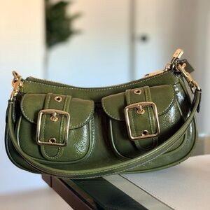 Coach Green Ashton Leather Shoulder Bag with Gold Accents